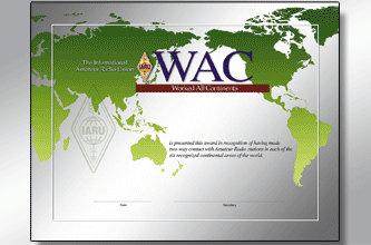 Newer version of the Worked All Continents (WAC) certificate